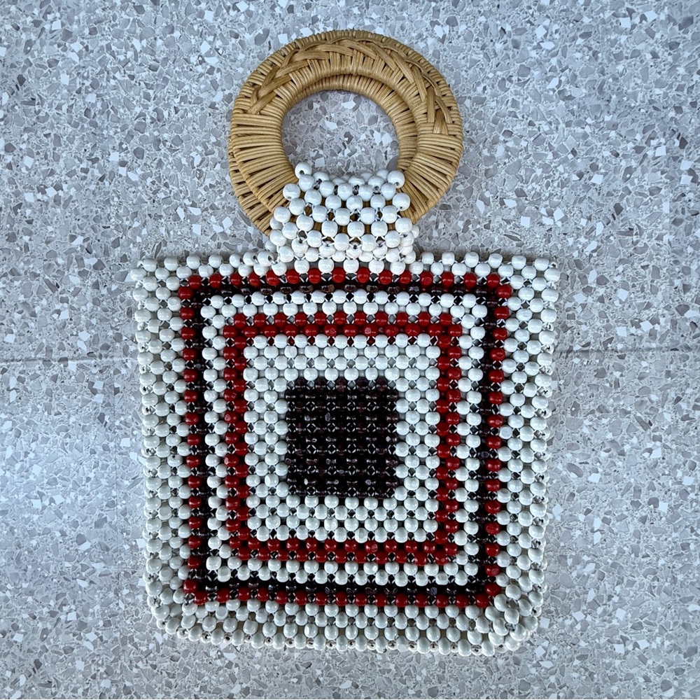 Ulla Johnson - Handcrafted Beaded Tote with Natural Handle / no liner